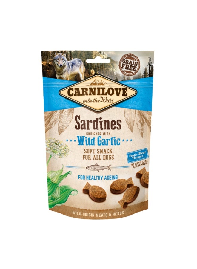 CARNILOVE Semi Moist Snack Sardines enriched with Wild Garlic 200 Gram (5 Piece in Box)