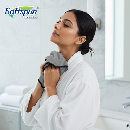 SOFTSPUN Microfiber Hand & Face Wipes 280 GSM 20x30 Cms, 4 Piece Towel Set, (Light Grey) Super Soft & Silky for Hand, Face and Body - Hypoallergenic Sensitive Skin Wipes & Washcloths. - Image 3