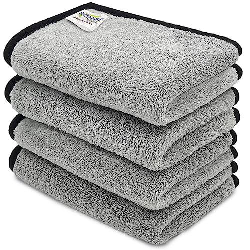 SOFTSPUN Microfiber Hand & Face Wipes 280 GSM 20x30 Cms, 4 Piece Towel Set, (Light Grey) Super Soft & Silky for Hand, Face and Body - Hypoallergenic Sensitive Skin Wipes & Washcloths. - Image 1