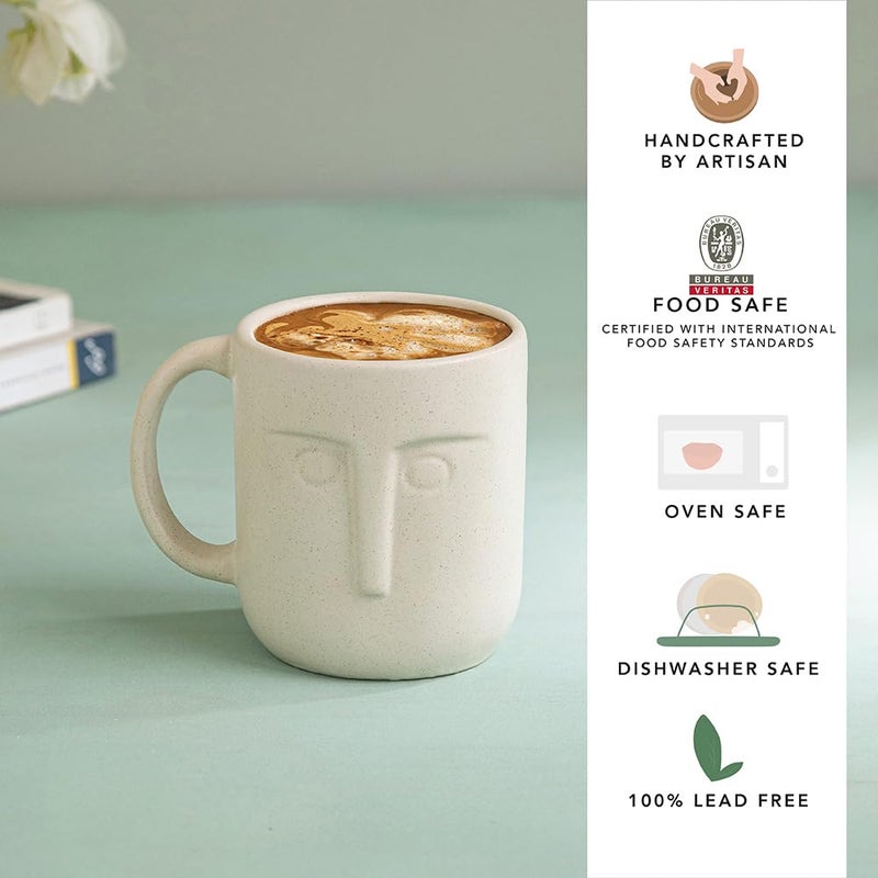 Ellementry Moai Ceramic Mug Set of 2 350 ml Each Stylish Ceramic Mug for Coffee Tea Milk Dishwasher Safe Trendy Everyday Use Coffee Cup for Office Home Travel Perfect for Birthday Gift - Image 3