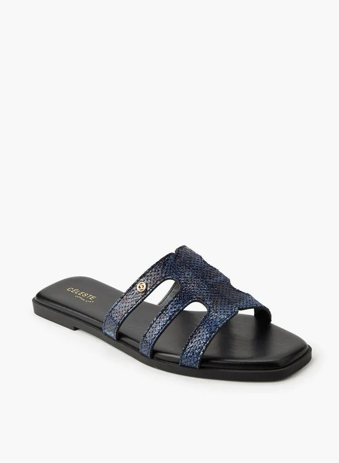 Celeste BLUE Women Animal Print Slip-On Sandals for Women | Best Price UAE