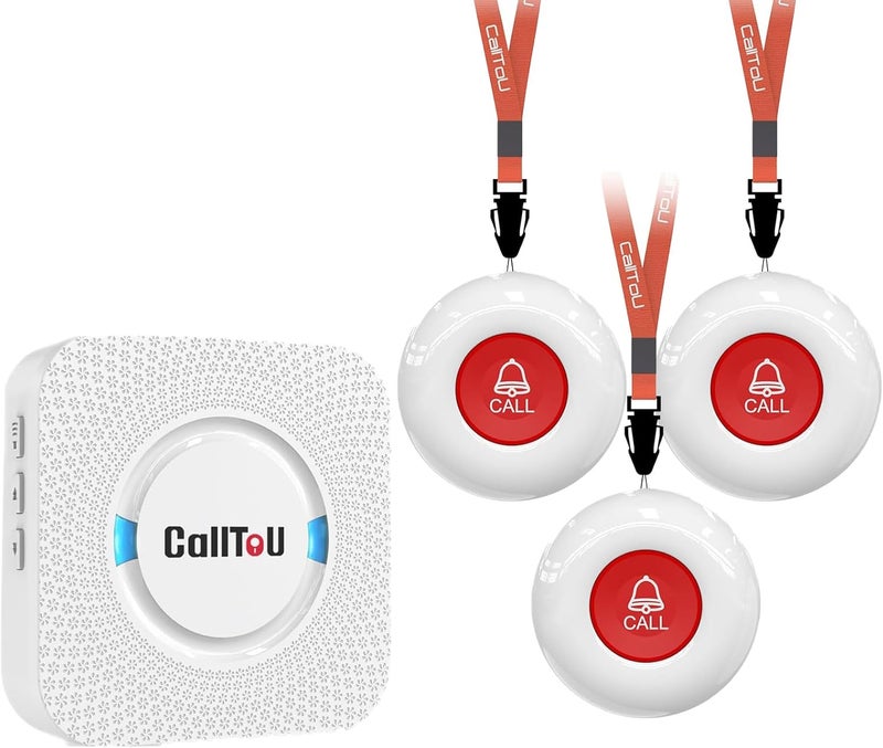 CallToU Caregiver Pager Wireless Call Button Nurse Alert System 500+ Feet for Home/Elderly/Patient/Disabled 1 Plugin Receiver 1 Waterproof Transmitter 1 Watch Transmitter - Image 1