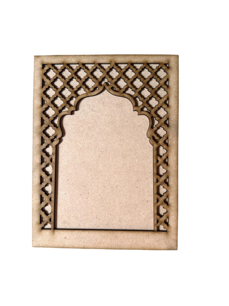Haoser MDF Jharokha Cutouts Pack of 2 | 8x6 Inch Wooden Unfinished Wall Decor | MDF Jharokha Frames for Art and Craft, Home Decor, DIY Painting, - Image 2