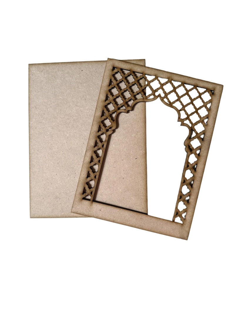 Haoser MDF Jharokha Cutouts Pack of 2 | 8x6 Inch Wooden Unfinished Wall Decor | MDF Jharokha Frames for Art and Craft, Home Decor, DIY Painting, - Image 3