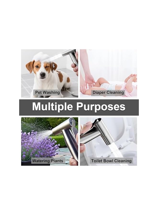 S-TOP Handheld Bidet Sprayer for Toilet Shattaf Set, Hose Kit with Adjustable Nozzle for Muslim Shower and Diaper Cleaning, with 1.45M Anti-Leak Hose - Image 3
