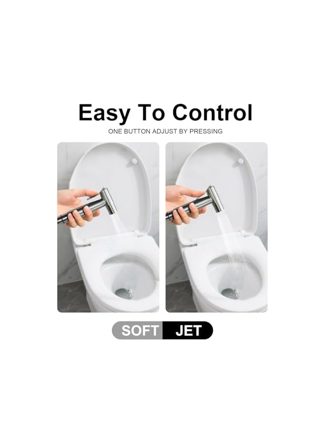 S-TOP Handheld Bidet Sprayer for Toilet Shattaf Set, Hose Kit with Adjustable Nozzle for Muslim Shower and Diaper Cleaning, with 1.45M Anti-Leak Hose - Image 2