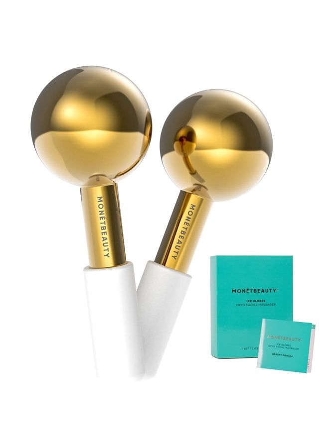 MonétBeauty Stainless Steel Ice Globes for Facials (Gold), Durable Cryo Globes Instantly Reduce Puffiness, Tighten Pores and Sinus Relief, Face Globes for Facial Massages and Daily Beauty Routines - Image 1