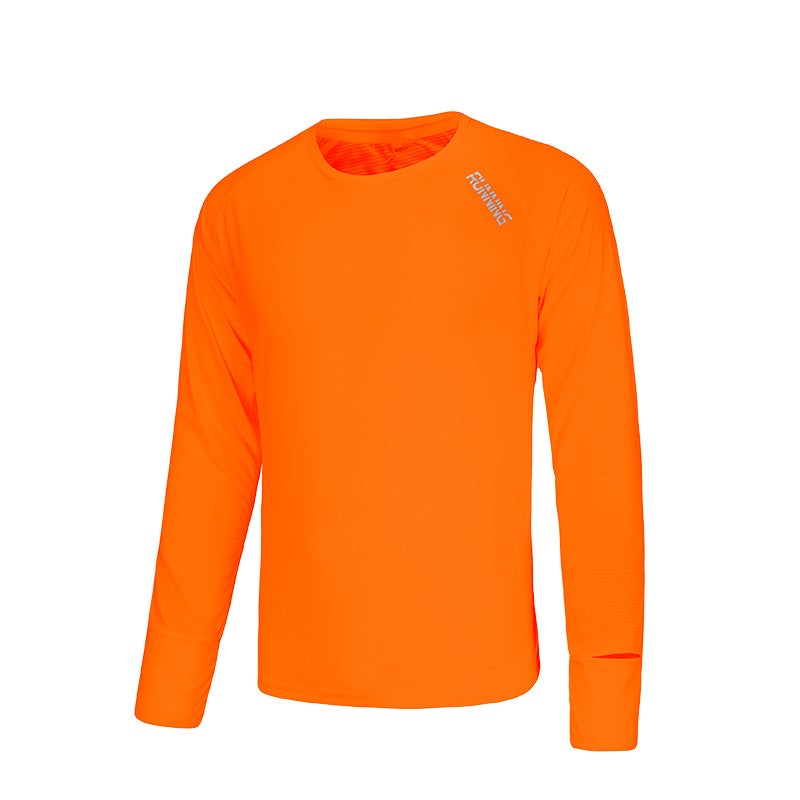 Generic Mens Long Sleeve Quick-Dry Running T-Shirt Orange - Image 1