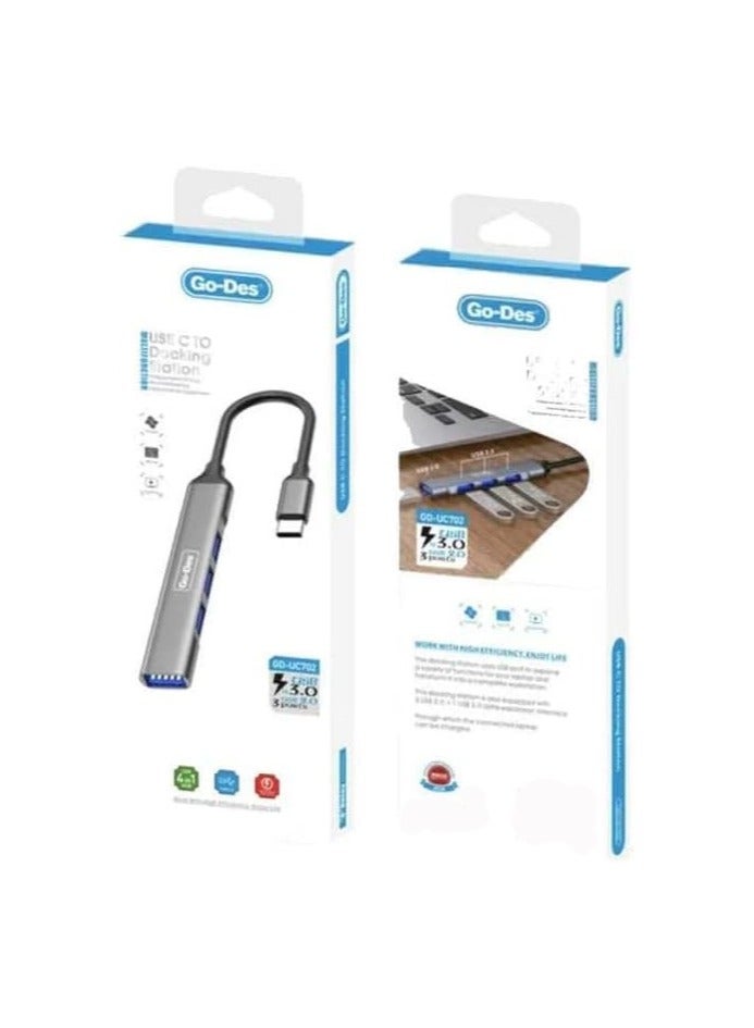 GO-DES USB-C to Docking Station 4 in 1 equipped With 3 USB 2.0 And USB 3.0 Data Expansion Interfaces - Image 2