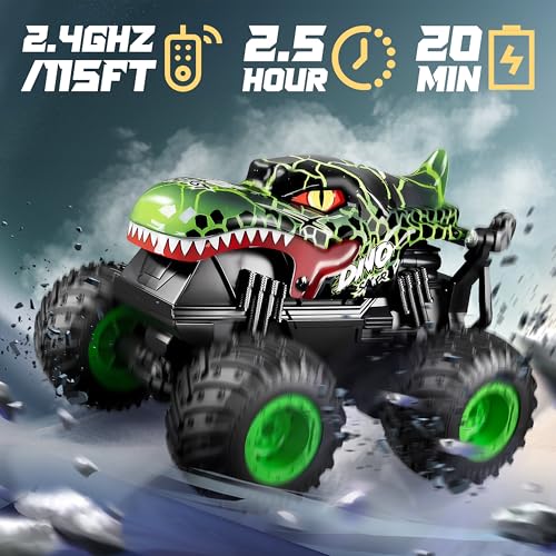 BEZGAR Monster Truck Toys  Remote Control Monster Truck with Light  Music Dinosaur Toys for Kids 120 Scale RC Truck with 360 Spins and Drifting Remote Control Car for Boys 47 - Image 5