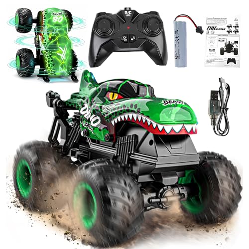 BEZGAR Monster Truck Toys  Remote Control Monster Truck with Light  Music Dinosaur Toys for Kids 120 Scale RC Truck with 360 Spins and Drifting Remote Control Car for Boys 47 - Image 1