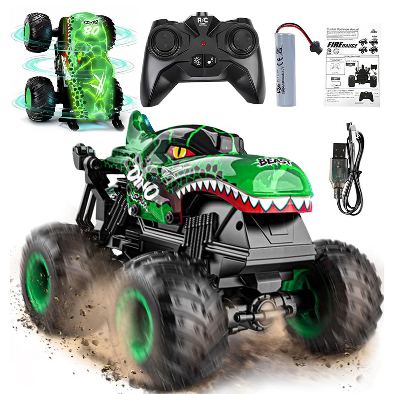 BEZGAR Monster Truck Toys  Remote Control Monster Truck with Light  Music Dinosaur Toys for Kids 120 Scale RC Truck with 360 Spins and Drifting Remote Control Car for Boys 47 - Image 3