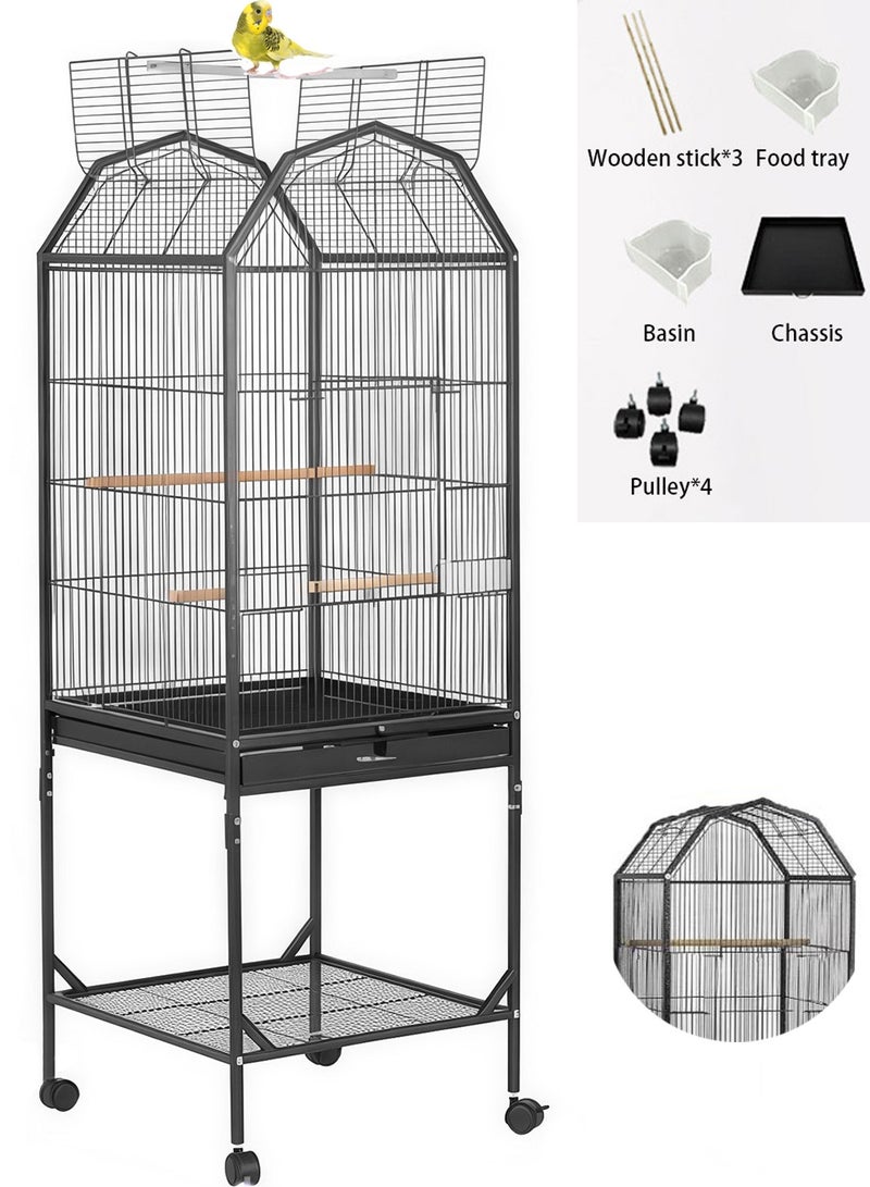 Kidle Bird Cage Bird House Parrot Birdcage with Rolling Stand for Parakeets Play - Image 1