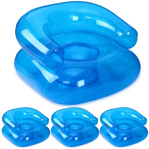 Silipull 4 Pcs 28 Inch Kids Inflatable Chairs Blow up Chairs Inflatable Furniture Novelty Blow up Couch Seat Waterproof PVC Air Sofa Couch for Kids Beach 90s Party Camping Picnics Party SuppliesBlue - Image 1
