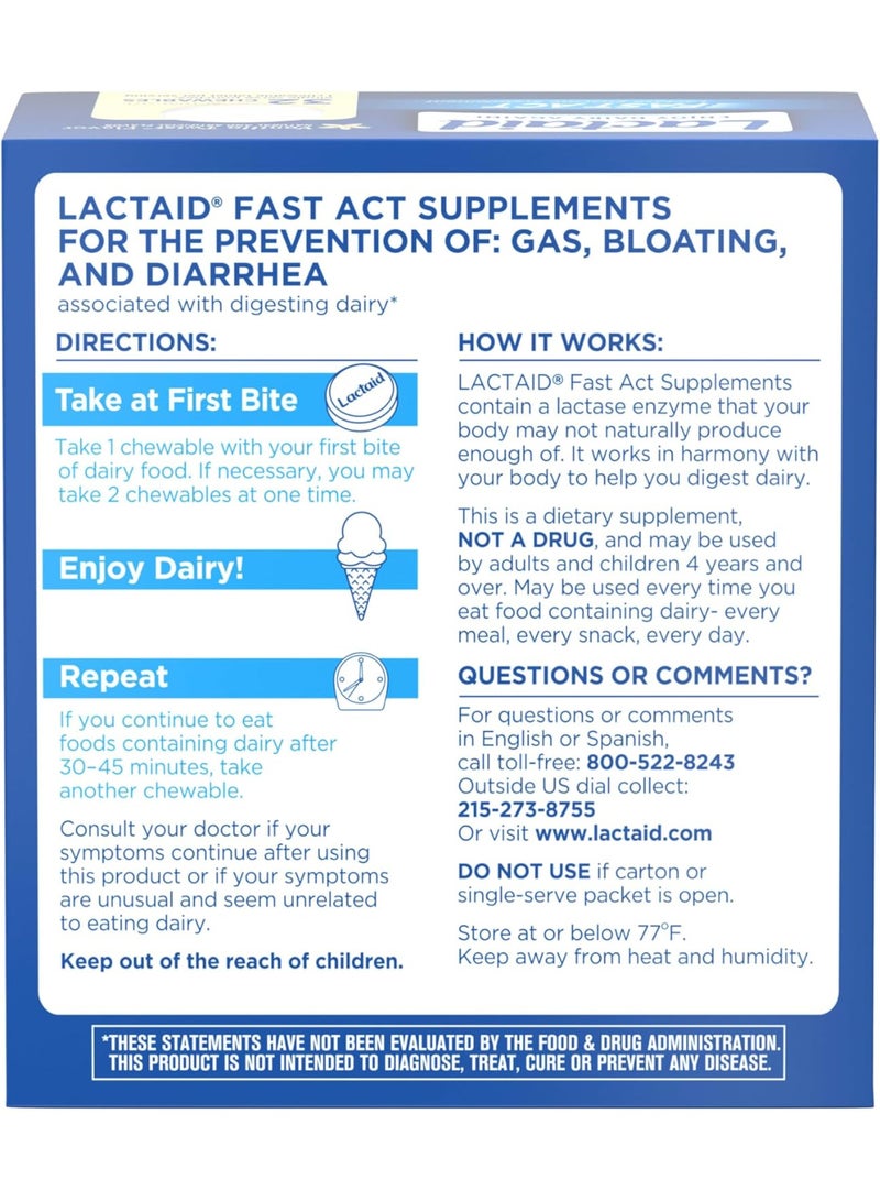 Lactaid Lactose Intolerance Relief Chewables On-The-Go, Vanilla Twist Flavor, 32 x 1 ct - Image 2