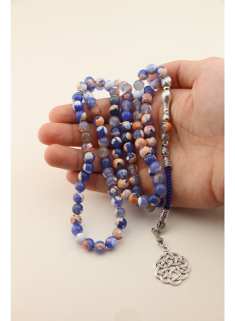 Kamins Collection 99-Bead Natural Blue & Earth Agate Tasbih - Image 4