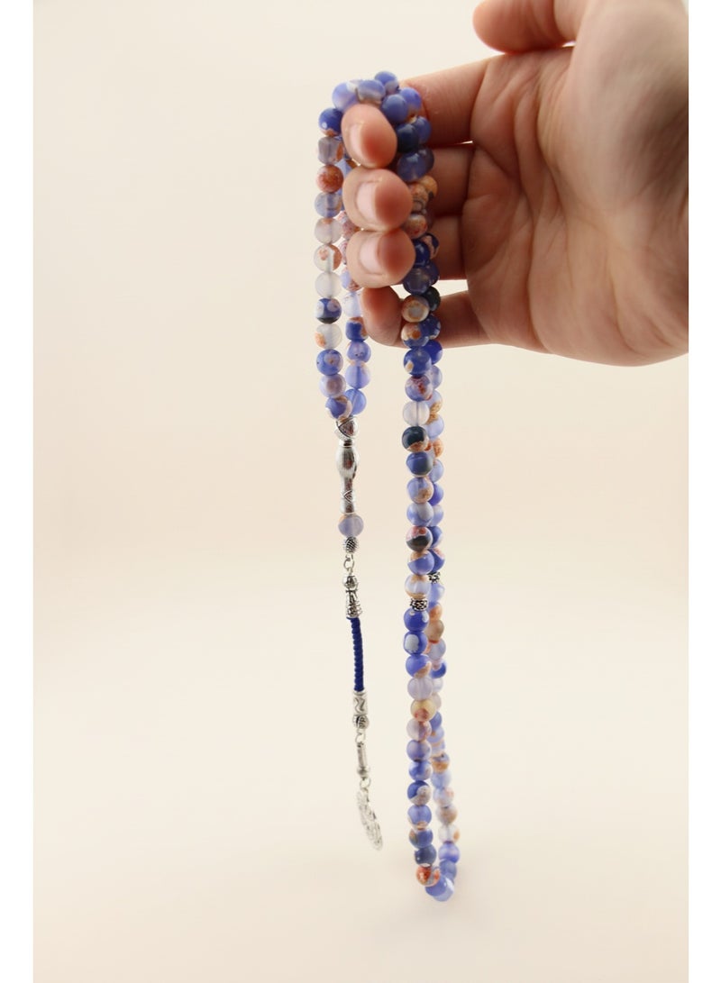 Kamins Collection 99-Bead Natural Blue & Earth Agate Tasbih - Image 5