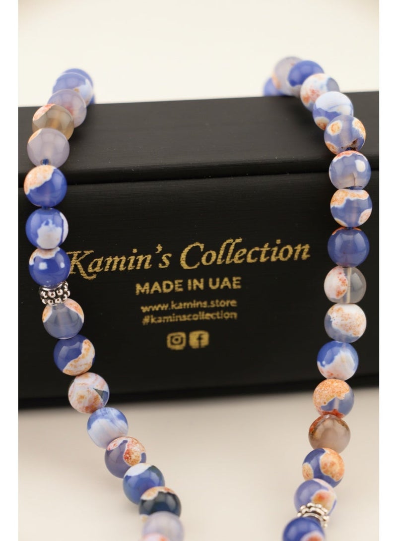 Kamins Collection 99-Bead Natural Blue & Earth Agate Tasbih - Image 2