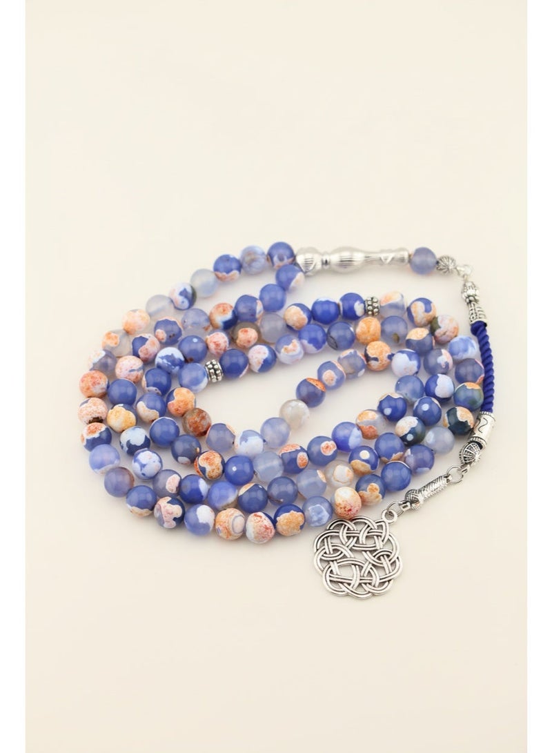 Kamins Collection 99-Bead Natural Blue & Earth Agate Tasbih - Image 1