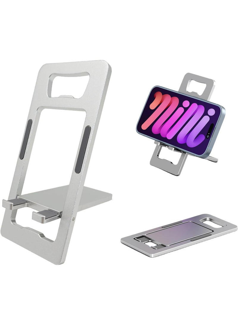 Portable Phone Stand for Desk, Aluminum Adjustable Cell Phone Holder, Foldable Travel Cellphone Dock Compatible with iPhone 15 14 13 Pro Max Mini, 12 11 XR 8 7 6 Plus SE - Image 1