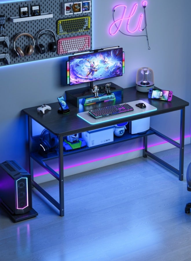 Zanotta Black Gaming Table with Shelves Desk Table Writing Table Office Table for Studying Home Office Writing - Image 2