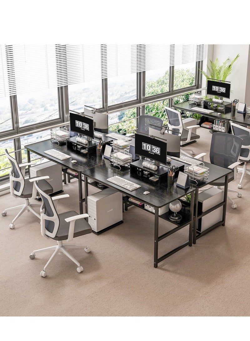 Zanotta Black Gaming Table with Shelves Desk Table Writing Table Office Table for Studying Home Office Writing - Image 5