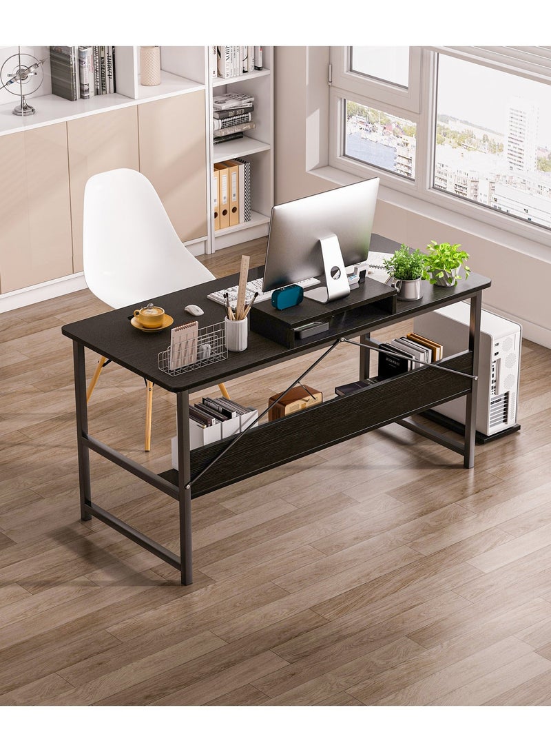 Zanotta Black Gaming Table with Shelves Desk Table Writing Table Office Table for Studying Home Office Writing - Image 4