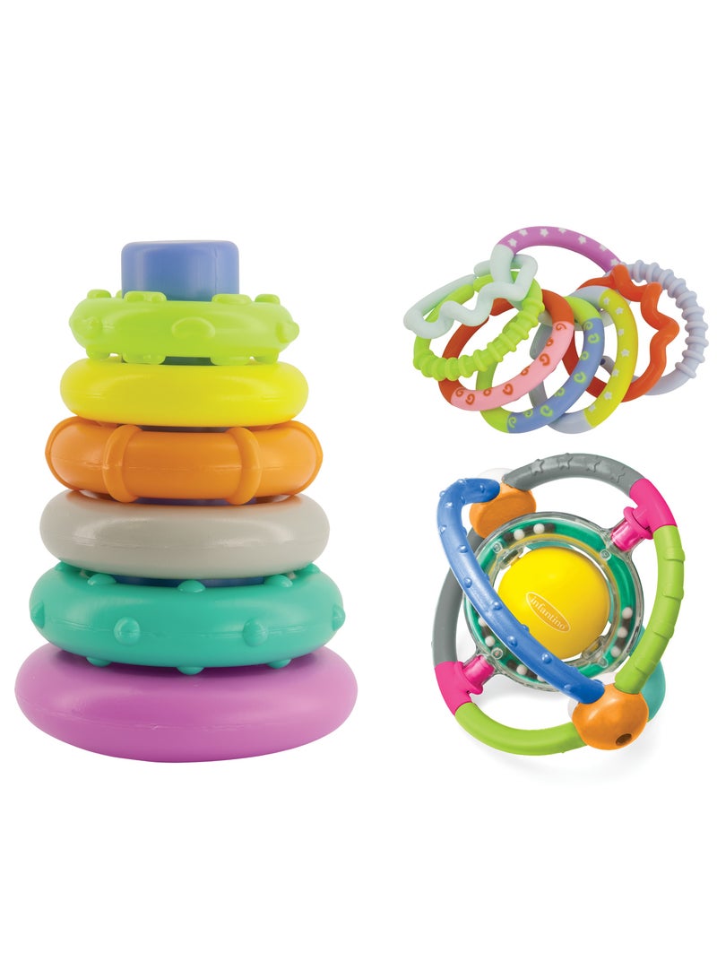 infantino صندوق الفرح مع جرس الصخور وحلقات الربط (مناسب من الولادة) - Image 1