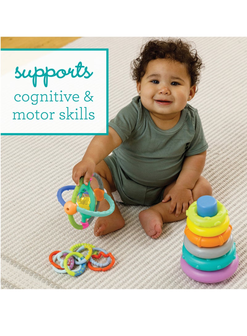 infantino صندوق الفرح مع جرس الصخور وحلقات الربط (مناسب من الولادة) - Image 3