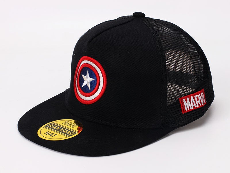 Spring Autumn Kids Spiderman Hip-hop Baseball Cap Black American Team Net