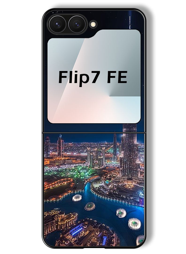 Theodor Case Compatible with Samsung Galaxy Z Flip 7 FE 6.7 Inch Protection Shockproof Bumper Cover Burj Khalifa Night View - Image 1