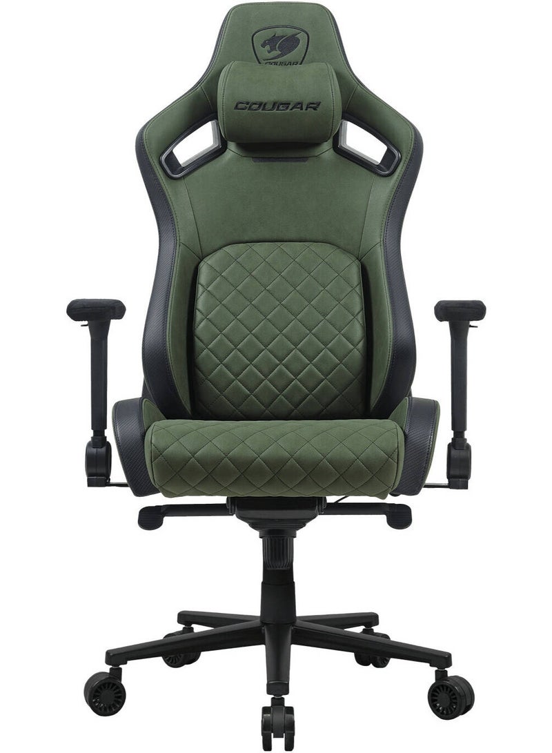 Cougar Defensor S Gaming Chair – Ergonomic 4D Armrests, PushBack Lumbar Support, Magnetic Memory Foam Neck Pillow, High-Density Molded Foam, Leather-Like Upholstery, Recline 90°–155°, Steel Base, Adjustable Tilt & Class-4 Gas Lift, Army Green | 3MDSFGEB.0001 - Image 2