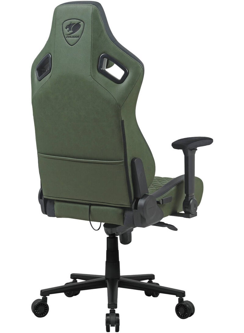 Cougar Defensor S Gaming Chair – Ergonomic 4D Armrests, PushBack Lumbar Support, Magnetic Memory Foam Neck Pillow, High-Density Molded Foam, Leather-Like Upholstery, Recline 90°–155°, Steel Base, Adjustable Tilt & Class-4 Gas Lift, Army Green | 3MDSFGEB.0001 - Image 5
