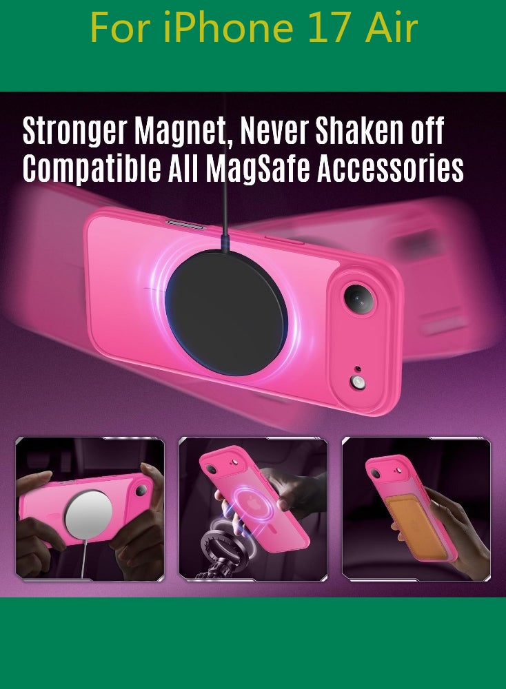 Dili Luxury Pink phone case for iPhone 17 Air Translucent Matte Magnetic Phone Case for iPhone Shockproof Full Camera Lens Protection Hard Acrylic Matte Back Cover Support Wireless Charging, Phone Accessory, Modern Case, Sleek Design, Smartphone Owners - Image 2