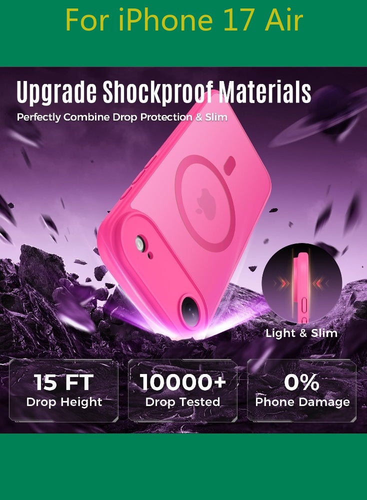 Dili Luxury Pink phone case for iPhone 17 Air Translucent Matte Magnetic Phone Case for iPhone Shockproof Full Camera Lens Protection Hard Acrylic Matte Back Cover Support Wireless Charging, Phone Accessory, Modern Case, Sleek Design, Smartphone Owners - Image 3
