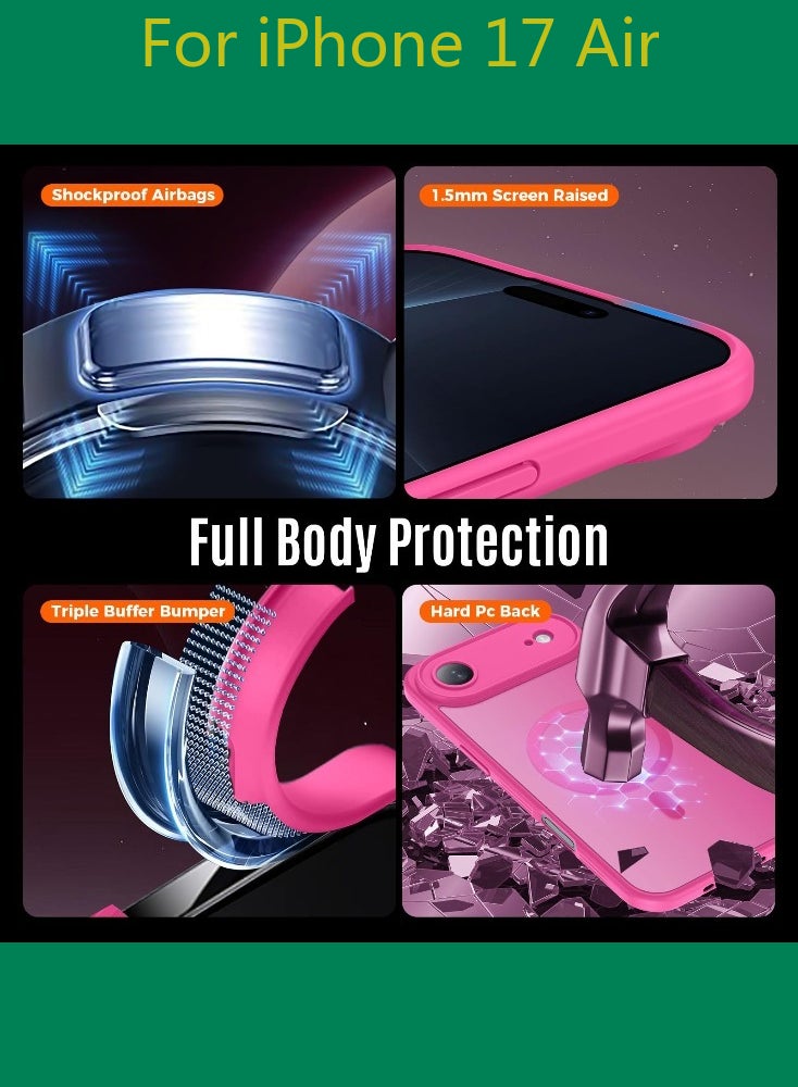 Dili Luxury Pink phone case for iPhone 17 Air Translucent Matte Magnetic Phone Case for iPhone Shockproof Full Camera Lens Protection Hard Acrylic Matte Back Cover Support Wireless Charging, Phone Accessory, Modern Case, Sleek Design, Smartphone Owners - Image 4