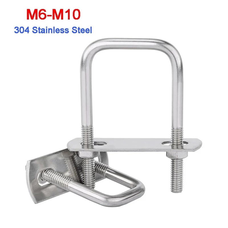 304 Stainless Steel U Bolts M10x75x120 10 Set Square Pipe Right Angle Clamp For Boat Trailer - Image 3