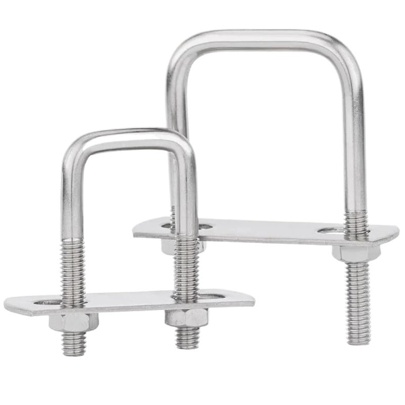 304 Stainless Steel U Bolts M10x75x120 10 Set Square Pipe Right Angle Clamp For Boat Trailer - Image 1