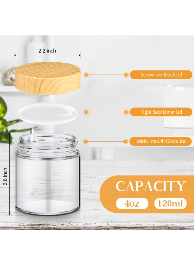 Norme 24 Pcs 4 oz Glass Jars with Lids Empty Small Glass Containers and Inner Liners Reusable Cosmetic Jars Round Airtight Bottles with Plastic Woodgrain Lids for Travel - Image 4
