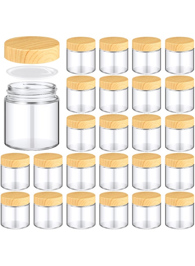 Norme 24 Pcs 4 oz Glass Jars with Lids Empty Small Glass Containers and Inner Liners Reusable Cosmetic Jars Round Airtight Bottles with Plastic Woodgrain Lids for Travel - Image 2