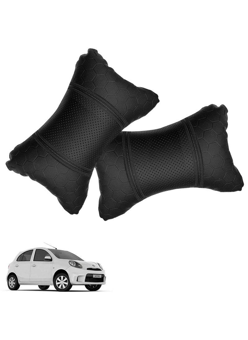 Adroitz Adroitz Black Car Seat Neck Rest Cushion Pillow in Football PrintSet of 2 for Micra Active_PR367  - Image 1