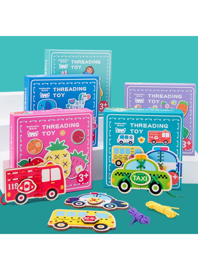 Early Childhood Education Animal Threading Board Jigsaw Puzzle Building Blocks Training Hand-eye Coordination Threading Rope String Educational Toys-Color:DQ-wild Animal Threading Rope 0.36  - Image 2