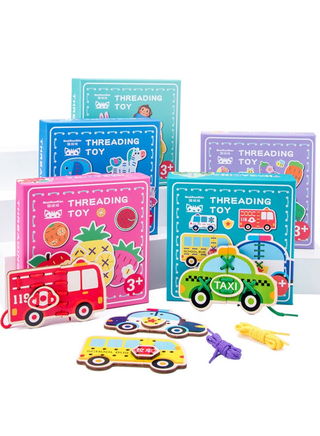Early Childhood Education Animal Threading Board Jigsaw Puzzle Building Blocks Training Hand-eye Coordination Threading Rope String Educational Toys-Color:DQ-wild Animal Threading Rope 0.36  - Image 5