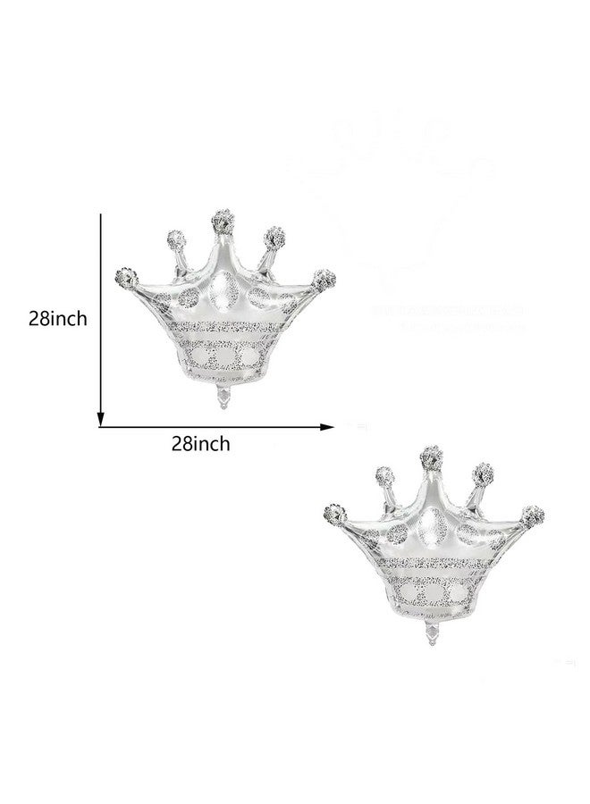 LYK 8PCS Silver Crown Foil Balloons with Two Size Crown Shaped Foil Mylar Balloons for Baby Shower Kids' Girls Wedding Birthday Party Decorations - Image 3
