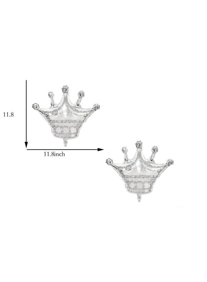 LYK 8PCS Silver Crown Foil Balloons with Two Size Crown Shaped Foil Mylar Balloons for Baby Shower Kids' Girls Wedding Birthday Party Decorations - Image 2