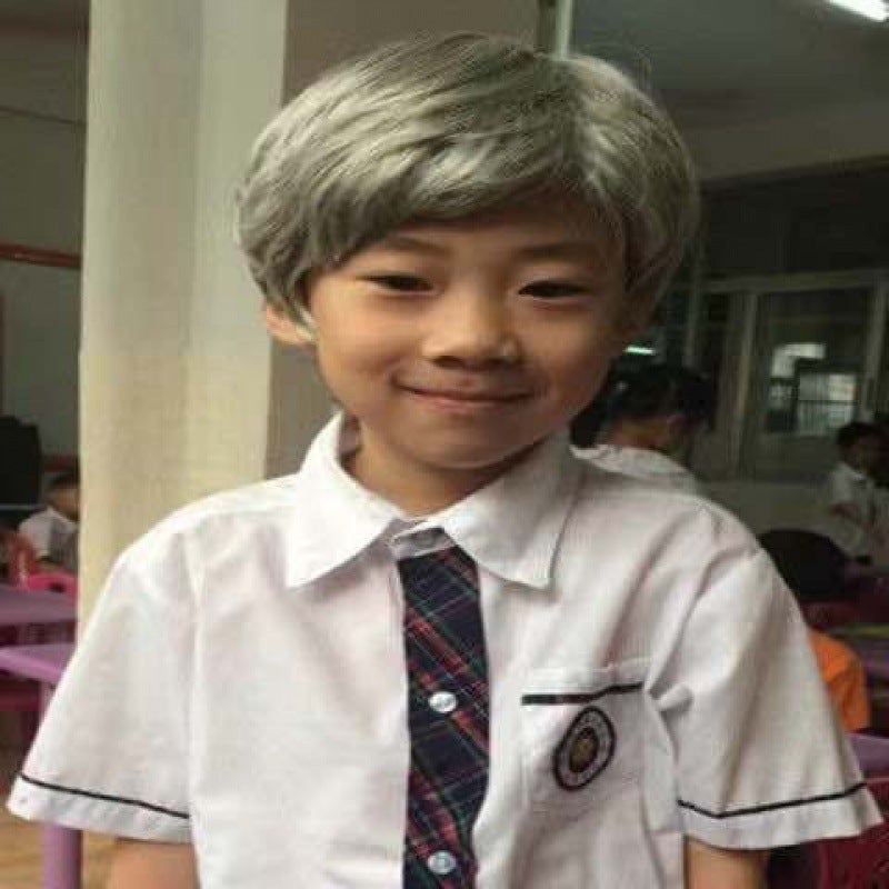 Generic Mens Elderly Short Curly Grey Hairpiece Grandpa Children