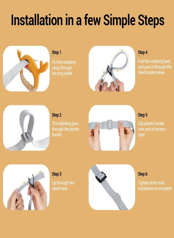 YESIMET Gymnastics Rings, Professional Children Trapeze Bar Pull Up Rings, Playground and Home Exercise Gym Equipment, Children's Adjustable Strap Strength Training Rings (Brown) - Image 3