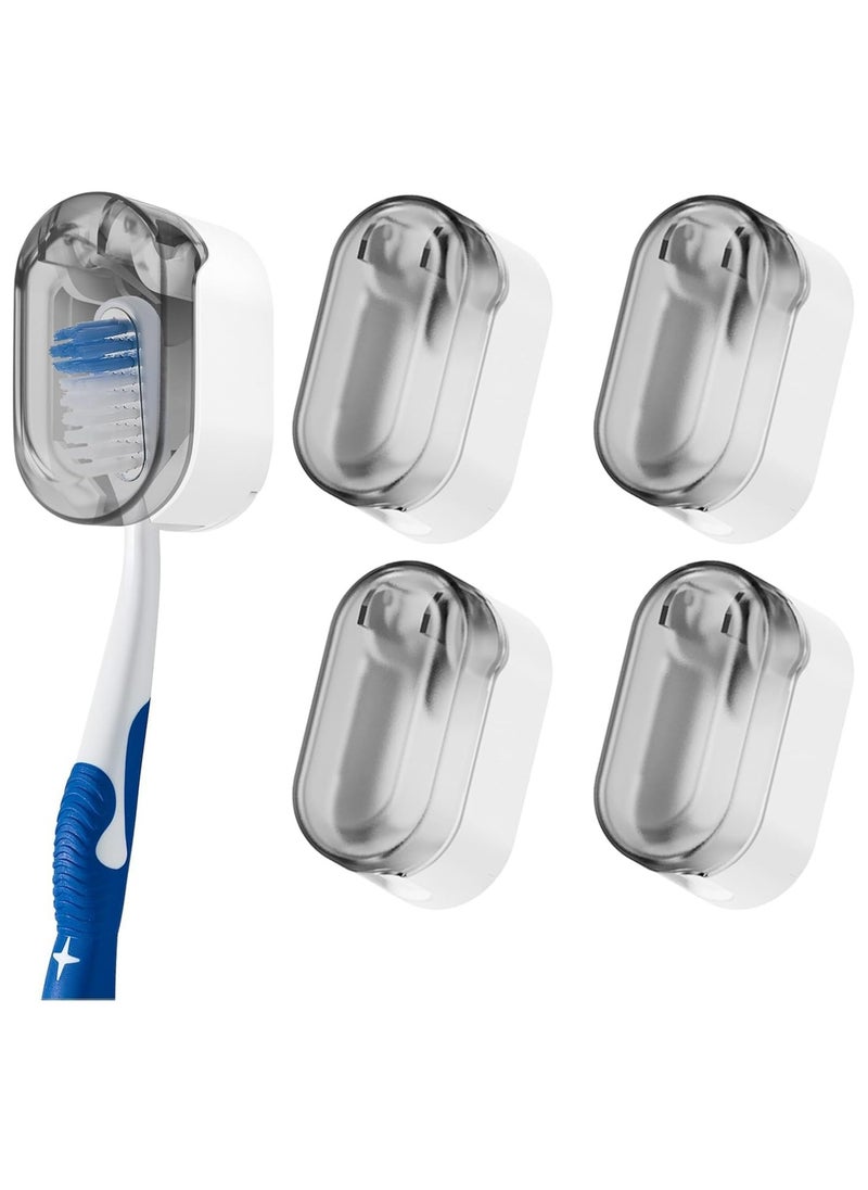 Oasisgalore 4 Pack Toothbrush Covers for Household Travel & Kids, Grey  - Image 1