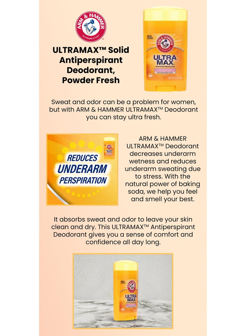 Hammer Ultramax Solid Powder Fresh Antiperspirant Deodorant 28grams - Image 2