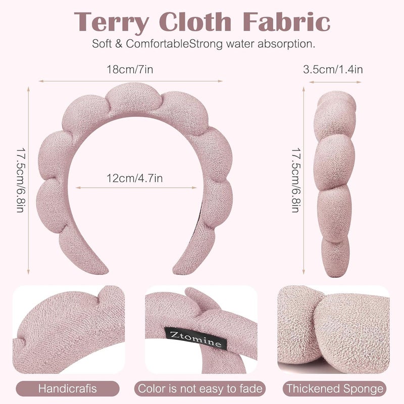 Ztomine Store Spa Headbands for Washing Face or Facial, Set of 2 Skincare Headbands, Terry Cloth Headband Wash Combo Pack - Puffy Makeup Washing, Mask, Skin Treatment - Image 3